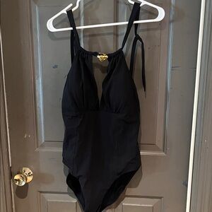 Chic Black Swimsuit with Gold Detail